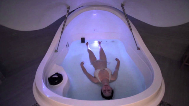 Inside a float tank.